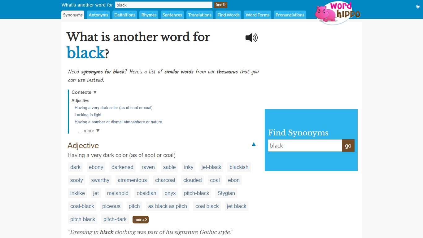 What is another word for black? | Black Synonyms - WordHippo