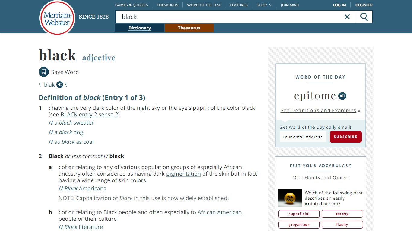 Black Definition & Meaning - Merriam-Webster